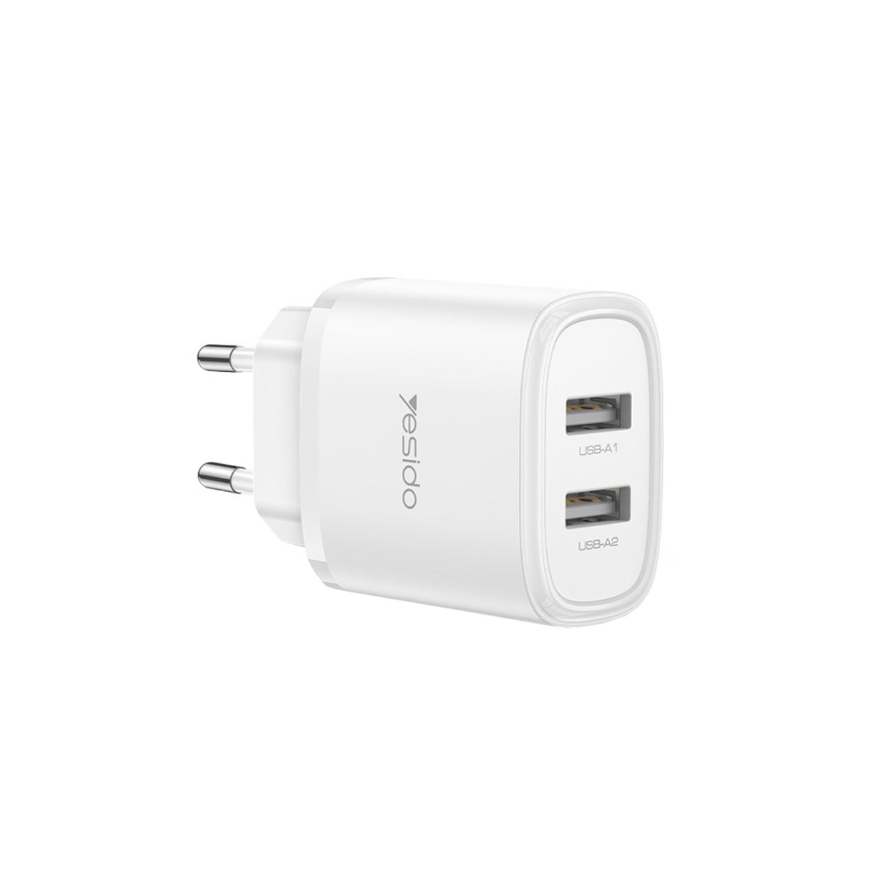 شارژر دیواری فست Yesido مدل YC72 با دو پورت USB و توان 12 وات - رنگ سفید
