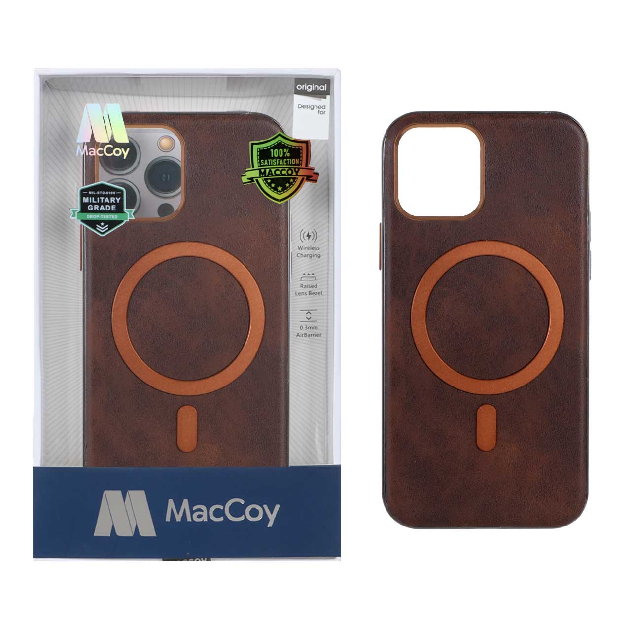 قاب اورجینال MacCoy چرمی Magsafe Military مدل Apple iPhone 12 Pro Max - قهوه ای