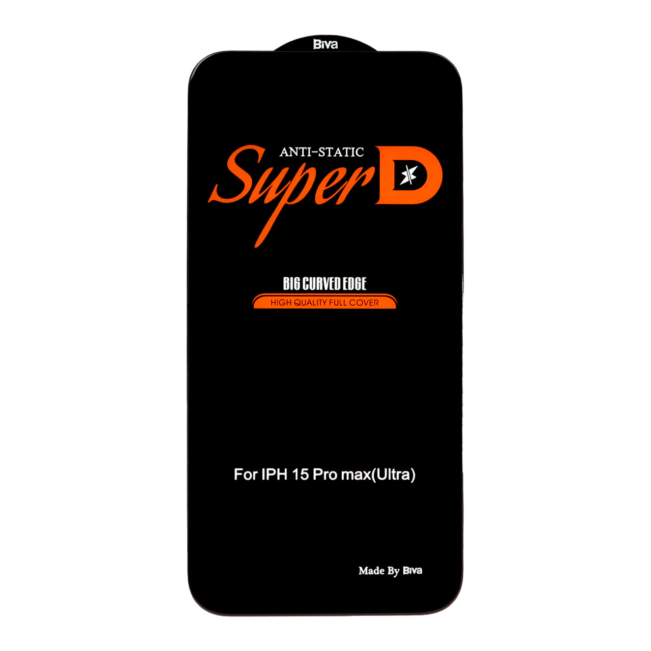 محافظ صفحه نمایش شیشه‌ای فول کاور Super D Biva مناسب برای آیفون ۱۵ پرو مکس