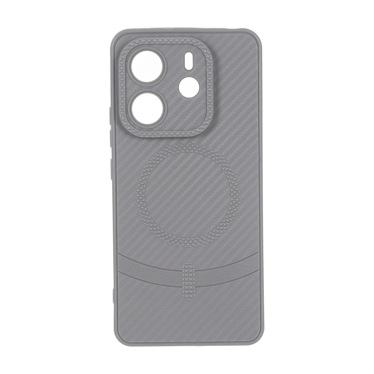 قاب هاشور لنز برجسته طرح مگ سیف سوزنی Xiaomi Redmi Note 14 4G - طوسی