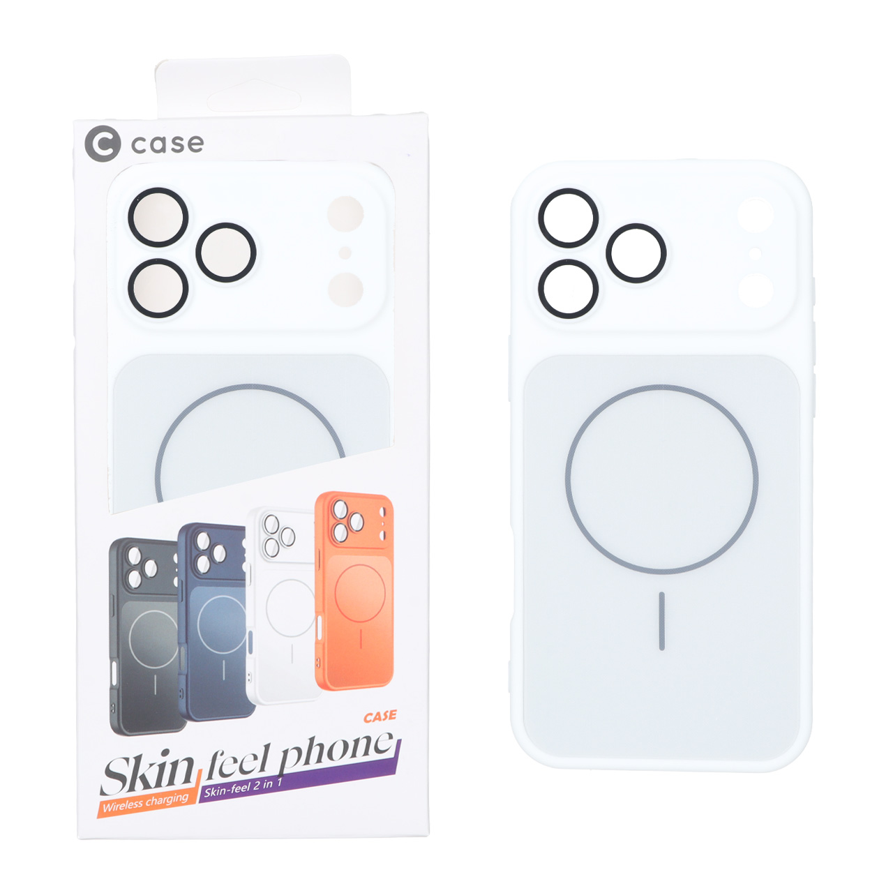قاب C Case سیلیکونی PVD MagSafe محافظ لنز گلس دار Apple iPhone 17 Pro Max - سفید (پک دار)
