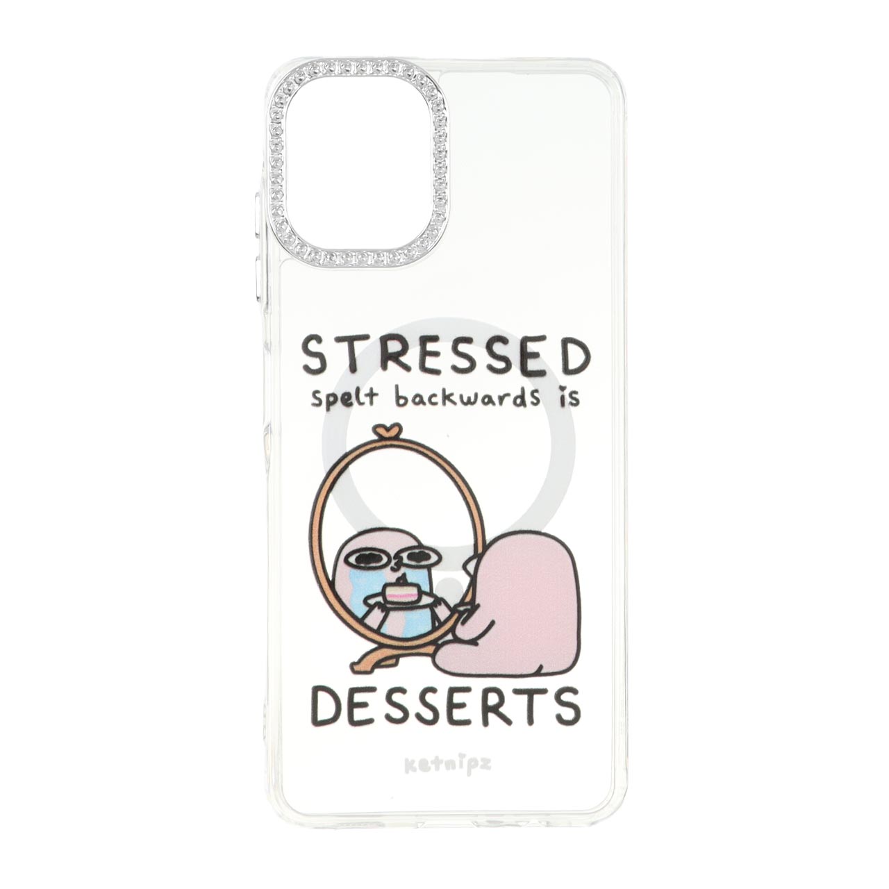 قاب طرح STRESSED DESSERTS مگ سیف دور لنز نگین دار مناسب برای سامسونگ گلکسی آ ۰۶