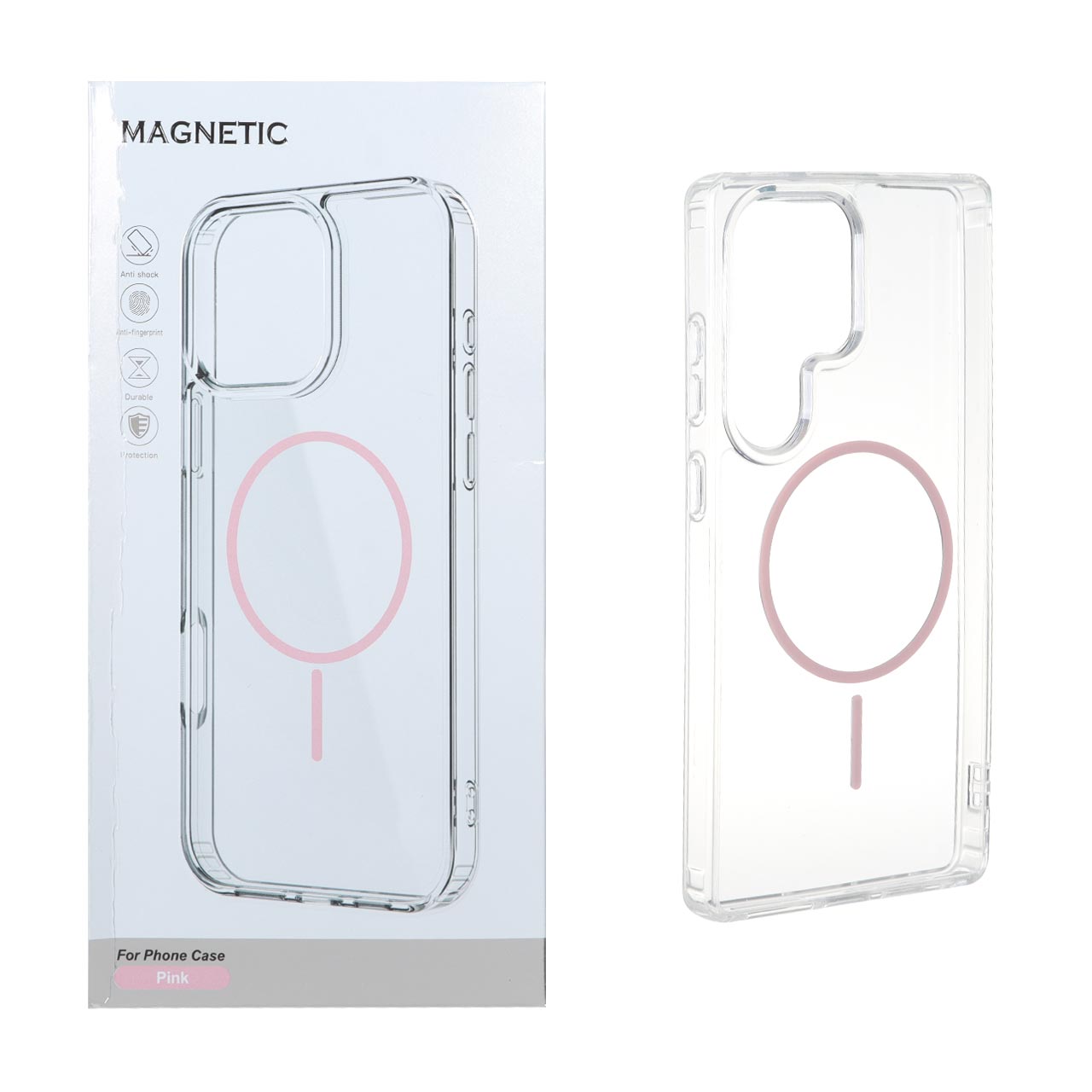 قاب اورجینال Magnetic دور ژله ای MagSafe مناسب برای سامسونگ گلکسی S25 Ultra رنگ صورتی