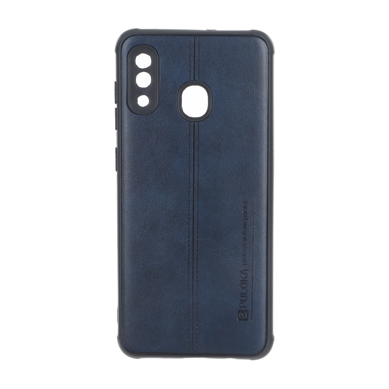 قاب Puloka طرح چرم دوخت دار محافظ لنزدار Samsung Galaxy A30 / A20 - سرمه ای