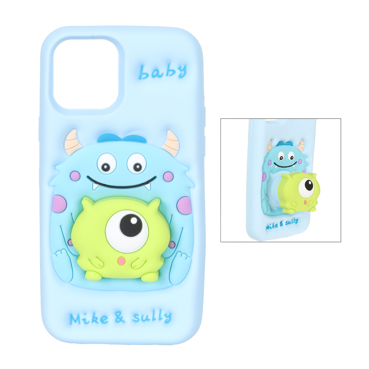 قاب طرح Mike & Sully استندشو سیلیکونی مناسب برای آیفون ۱۲ پرو و آیفون ۱۲