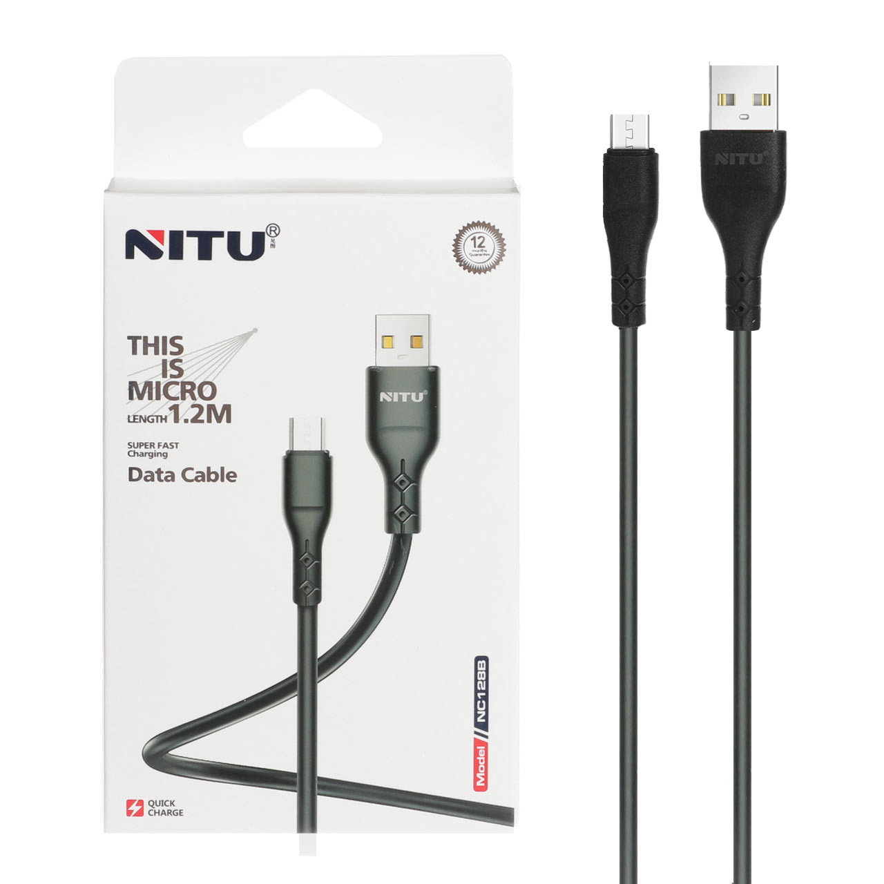 کابل شارژ و انتقال دیتا Micro USB نیتو مدل NC128B مشکی با قابلیت فست شارژ