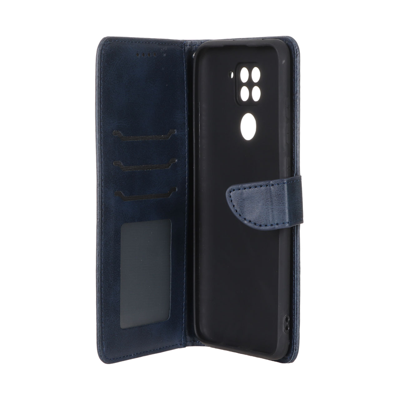 کیف چرمی موبایل مگنتی محافظ لنزدار Xiaomi Redmi Note 9 / Redmi 10X 5G / Redmi 10X Pro 5G - سرمه ای