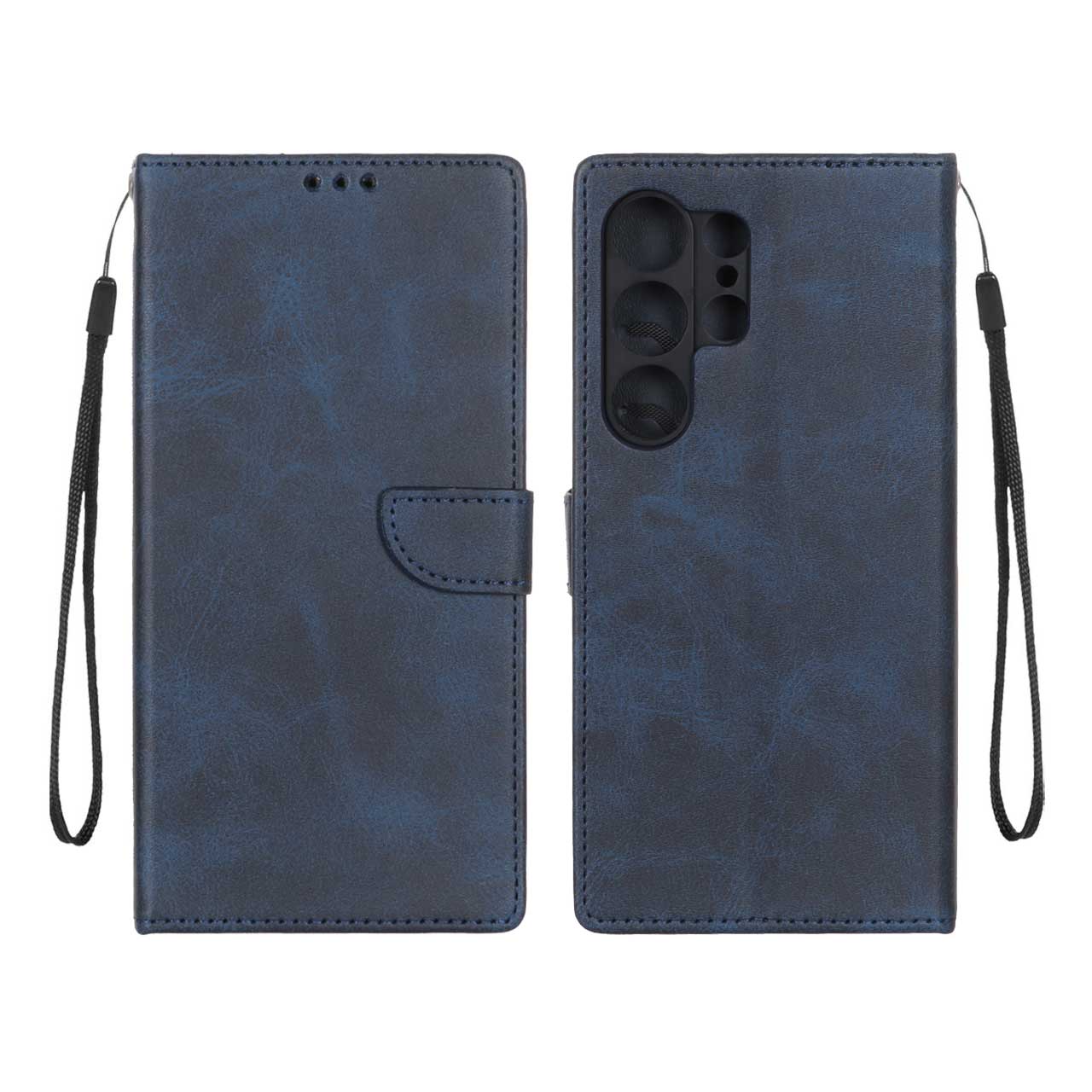 کیف چرمی موبایل مگنتی محافظ لنزدار Samsung Galaxy S24 Ultra - سرمه ای