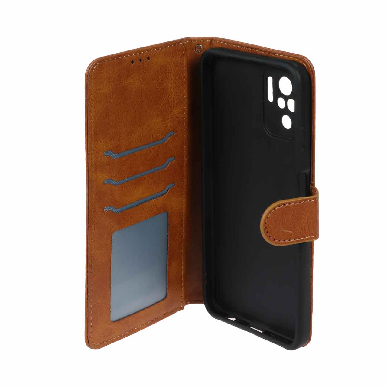 کیف موبایل مگنتی چرمی طرح کلاسیک مناسب برای شیائومی ردمی نوت ۱۰ 4G و ردمی نوت ۱۰ اس و پوکو ام ۵ اس - رنگ عسلی