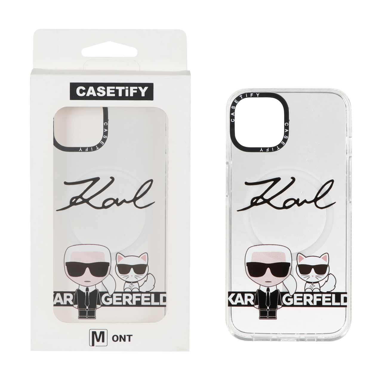 قاب Casetify شفاف مگ سیف طرح کارل لگرفلد مناسب برای آیفون 13 و آیفون 14