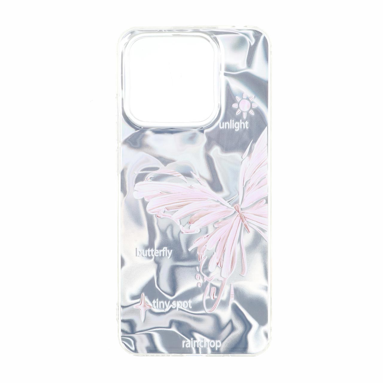 قاب طرح Silver Cloud پروانه ای دور ژله ای مناسب برای شیائومی ردمی 10C، ردمی 10 پاور و پوکو C40