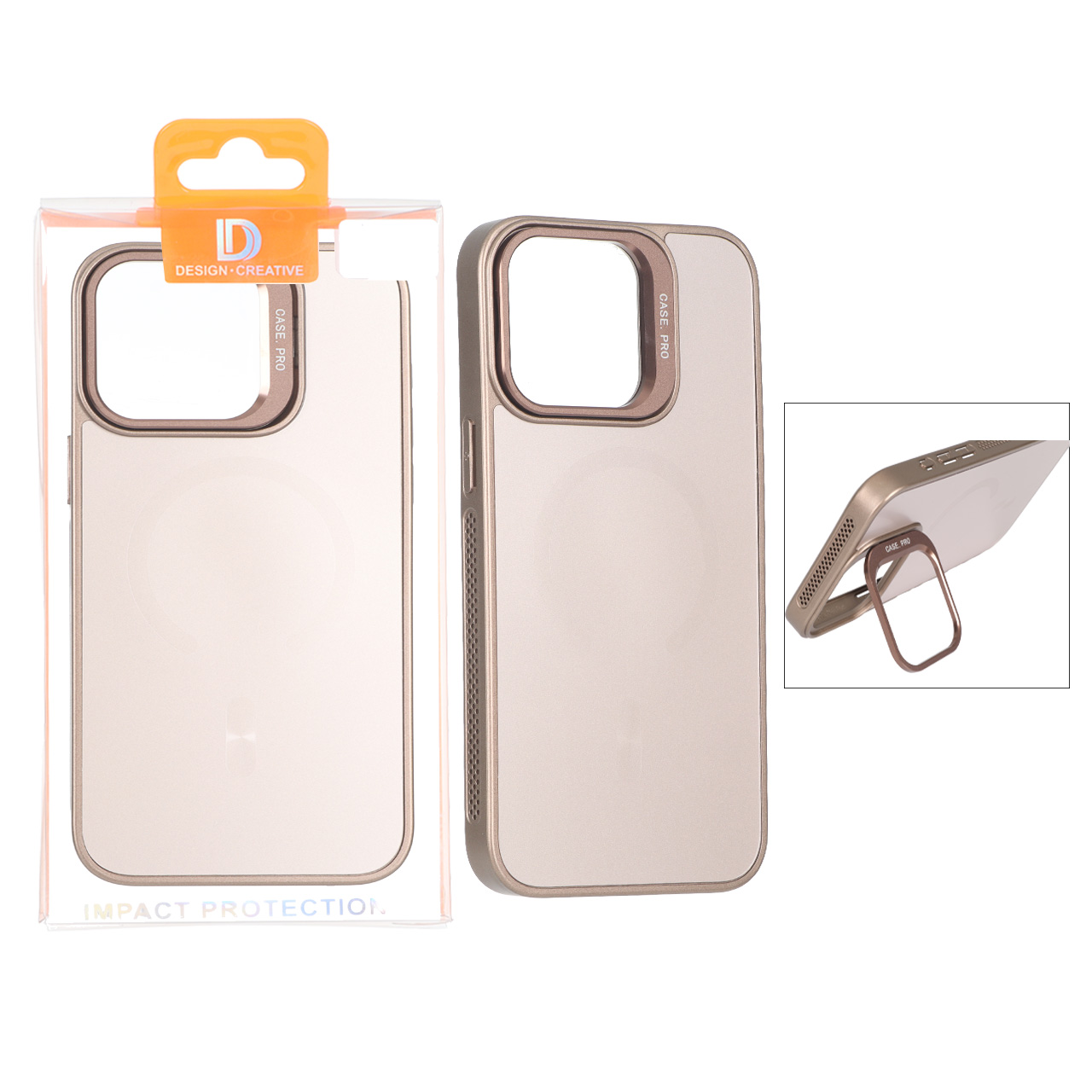 قاب اورجینال PVD Case Pro استندشو MagSafe مدل Apple iPhone 15 Pro Max - صحرایی (پک دار)