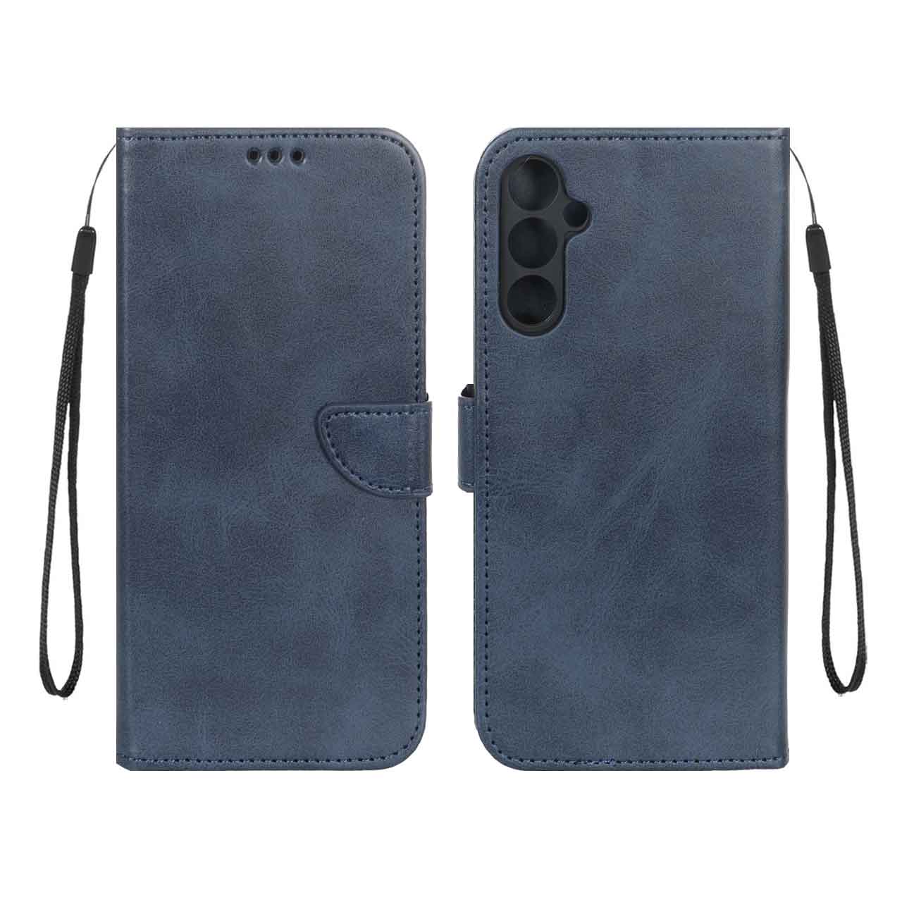 کیف چرمی موبایل مگنتی محافظ لنزدار Samsung Galaxy A34 - سرمه ای