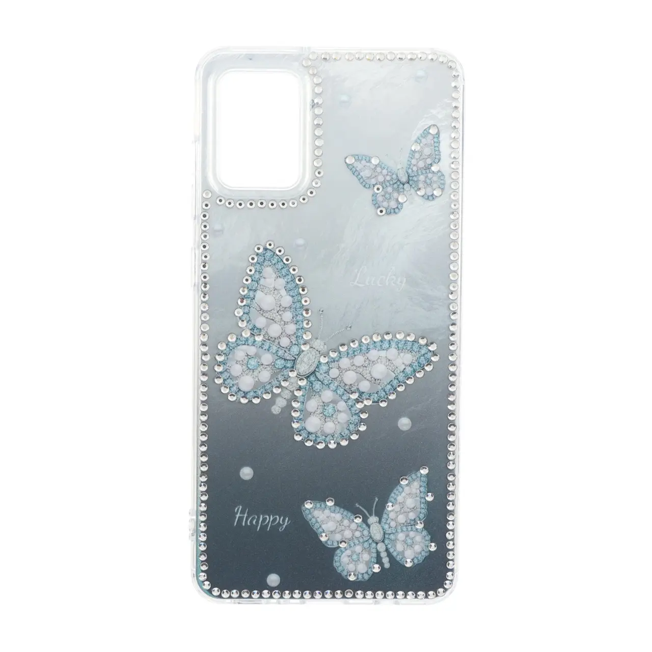 قاب اطلسی Butter Fly نگین دار Samsung Galaxy A31 - آبی روشن