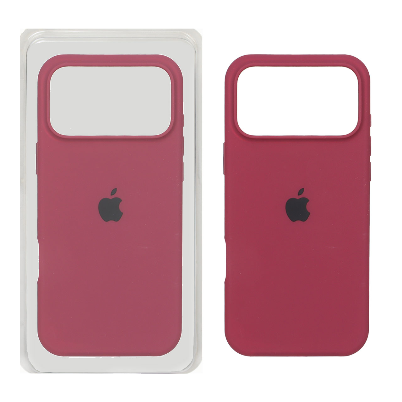 قاب سیلیکونی اورجینال Apple iPhone 17 Pro Max زرشکی (بافت پاک‌کنی)