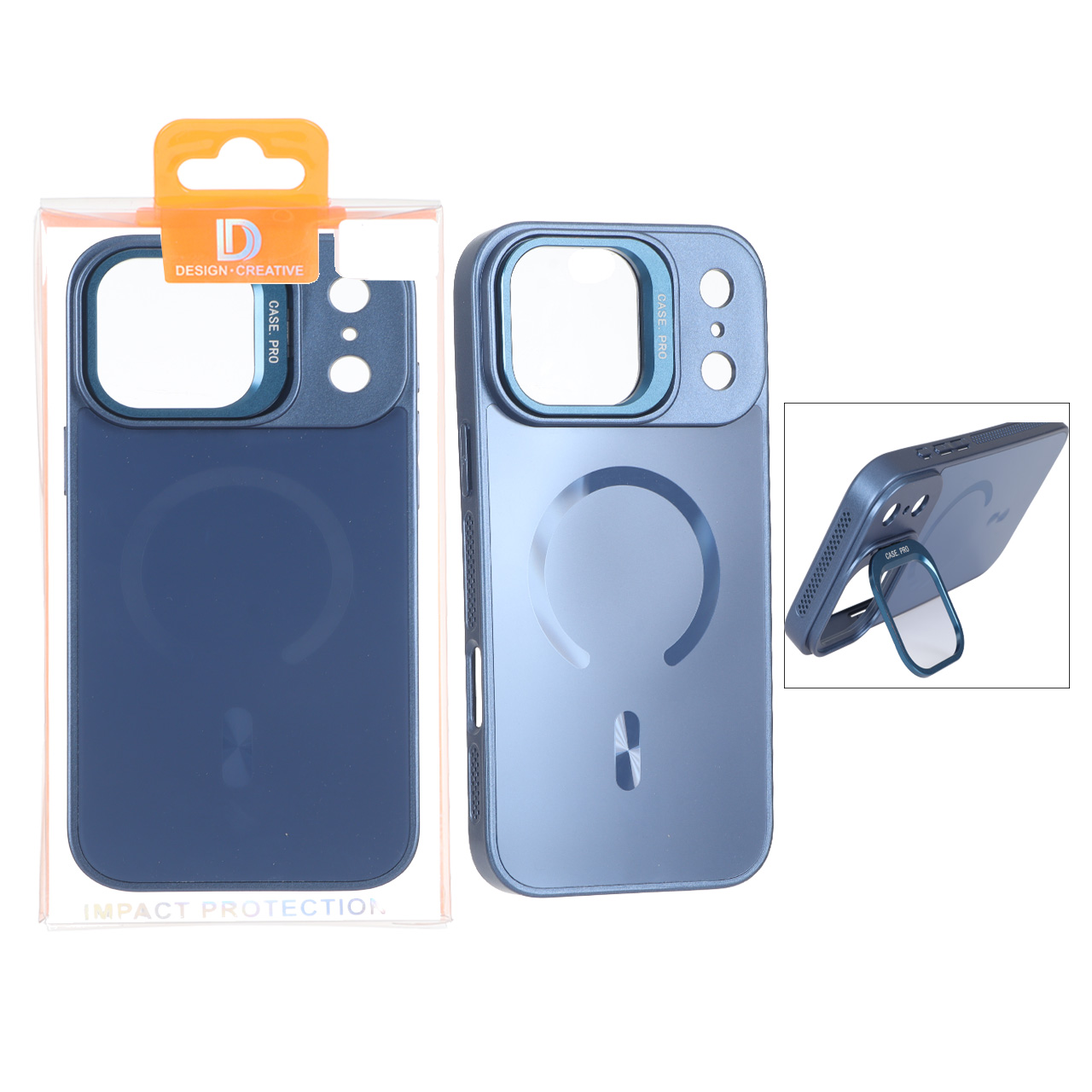 قاب اورجینال PVD Case Pro استندشو MagSafe مدل Apple iPhone 17 Pro Max - سرمه ای (پک دار)