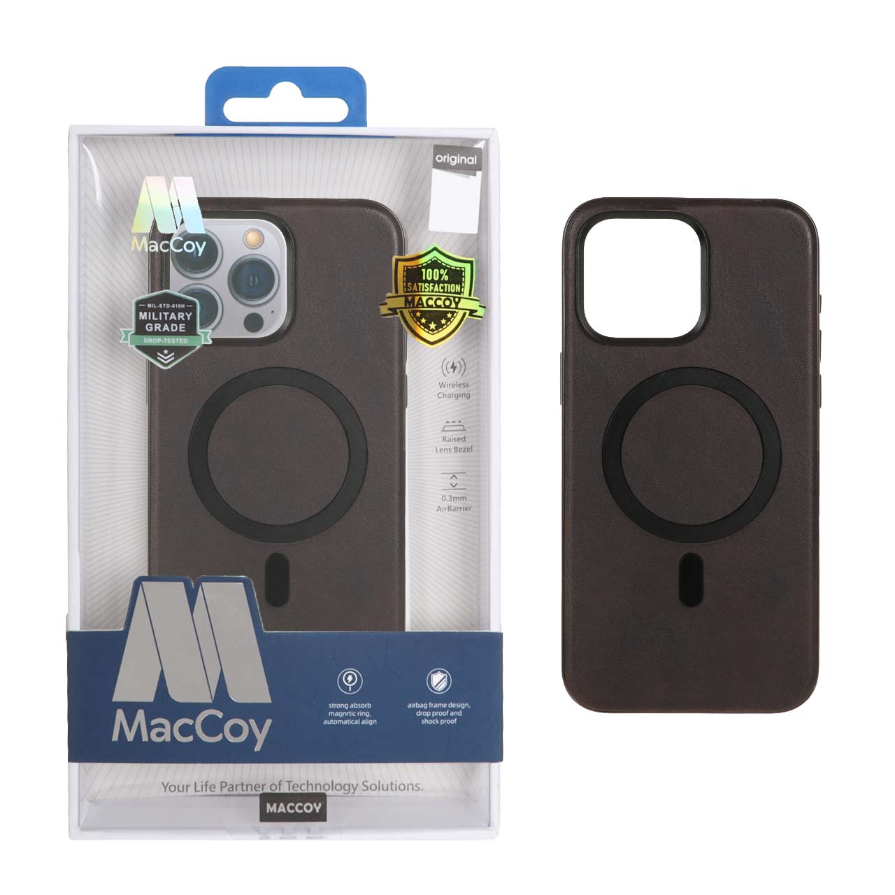 قاب اورجینال MacCoy چرمی Magsafe Military مدل Apple iPhone 15 Pro Max 