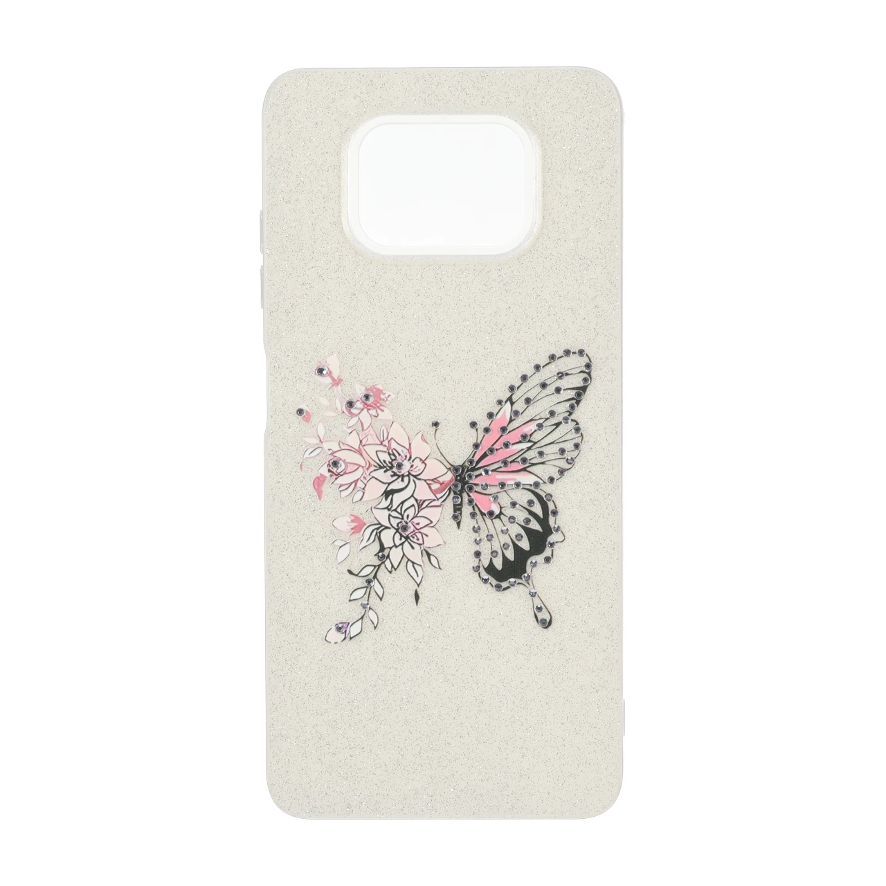 قاب اکلیلی ButterFly نگین دار Xiaomi Poco X3 / Poco X3 Pro / Poco X3 NFC - کرم