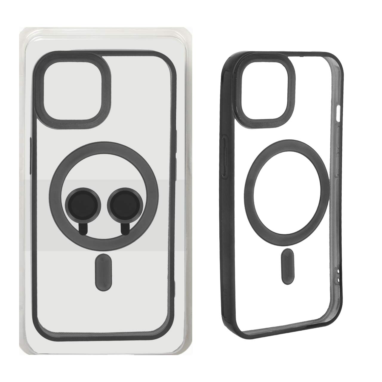 قاب اورجینال الکترواستاتیک MagSafe با ست محافظ لنز رینگی Apple iPhone 15 / iPhone 14 / iPhone 13 - مشکی