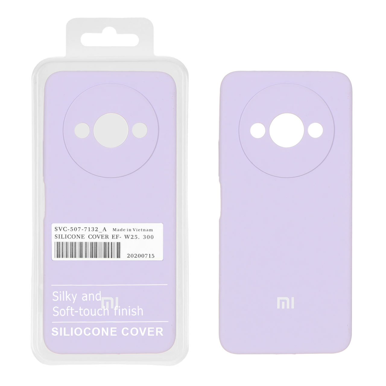 قاب سیلیکونی پاک کنی اورجینال درجه یک Xiaomi Redmi A3 / A3x / Poco C61 - یاسی روشن (پک دار)
