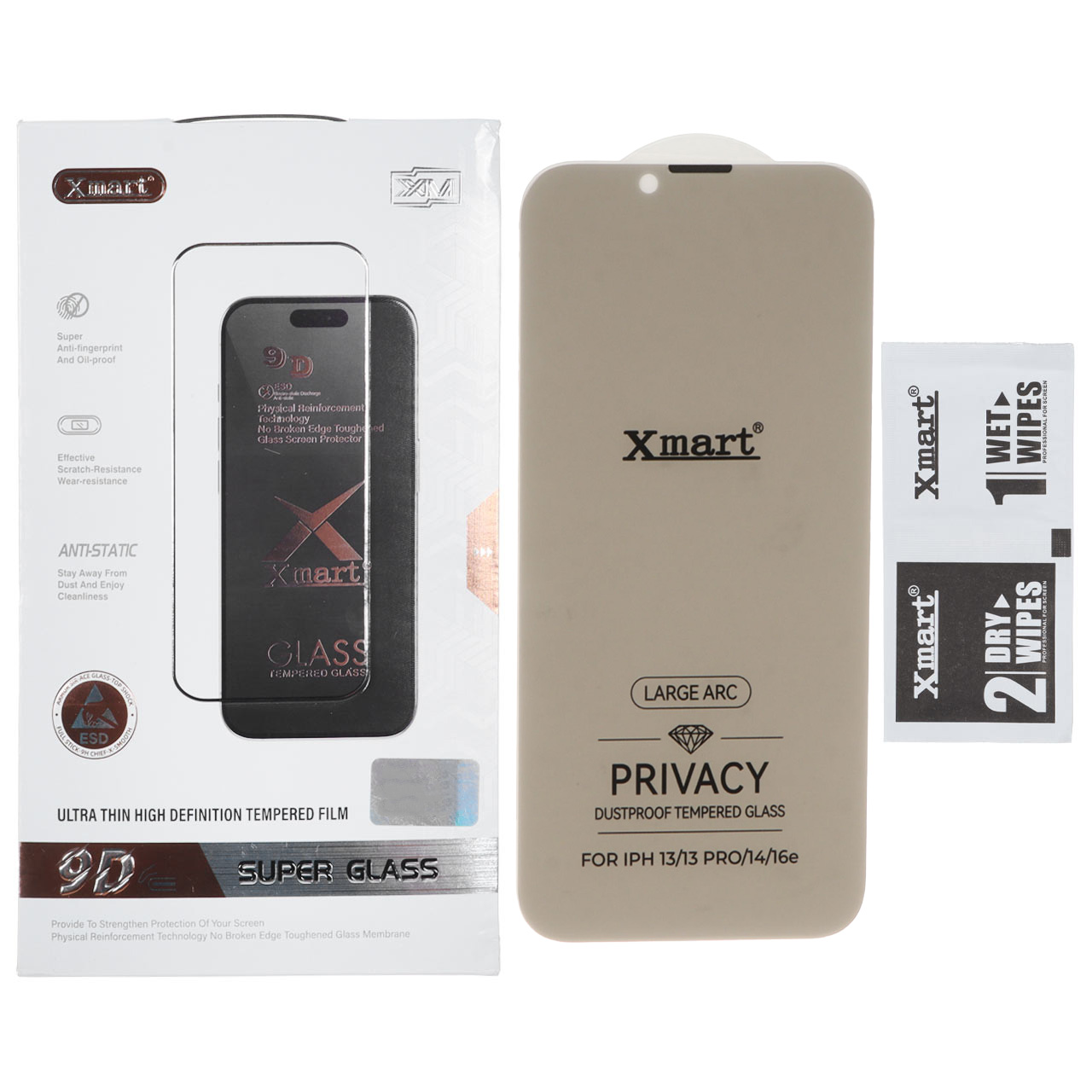 محافظ صفحه نمایش حریم شخصی Xmart Privacy 3D Large Arc مناسب برای آیفون 13، آیفون 13 پرو، آیفون 14 و آیفون 16e
