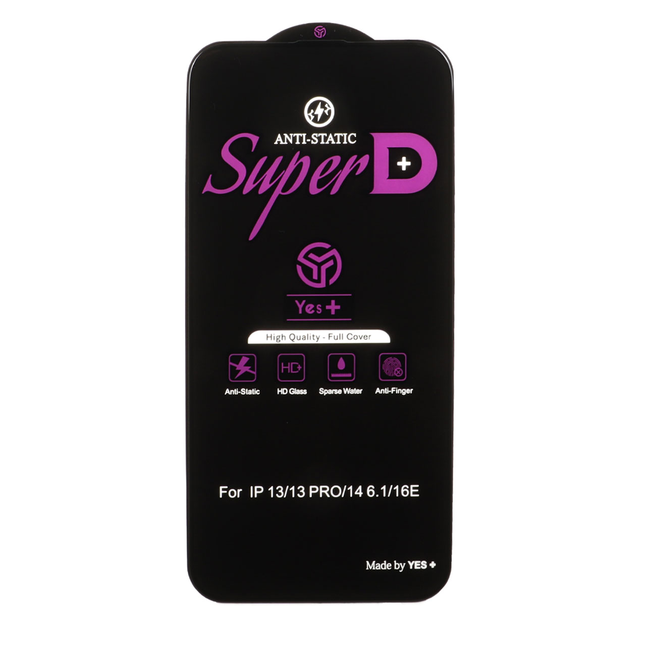 محافظ صفحه نمایش شیشه ای Super D Anti Static Yes Plus مناسب برای آیفون 13، آیفون 13 پرو، آیفون 14 و آیفون 16e