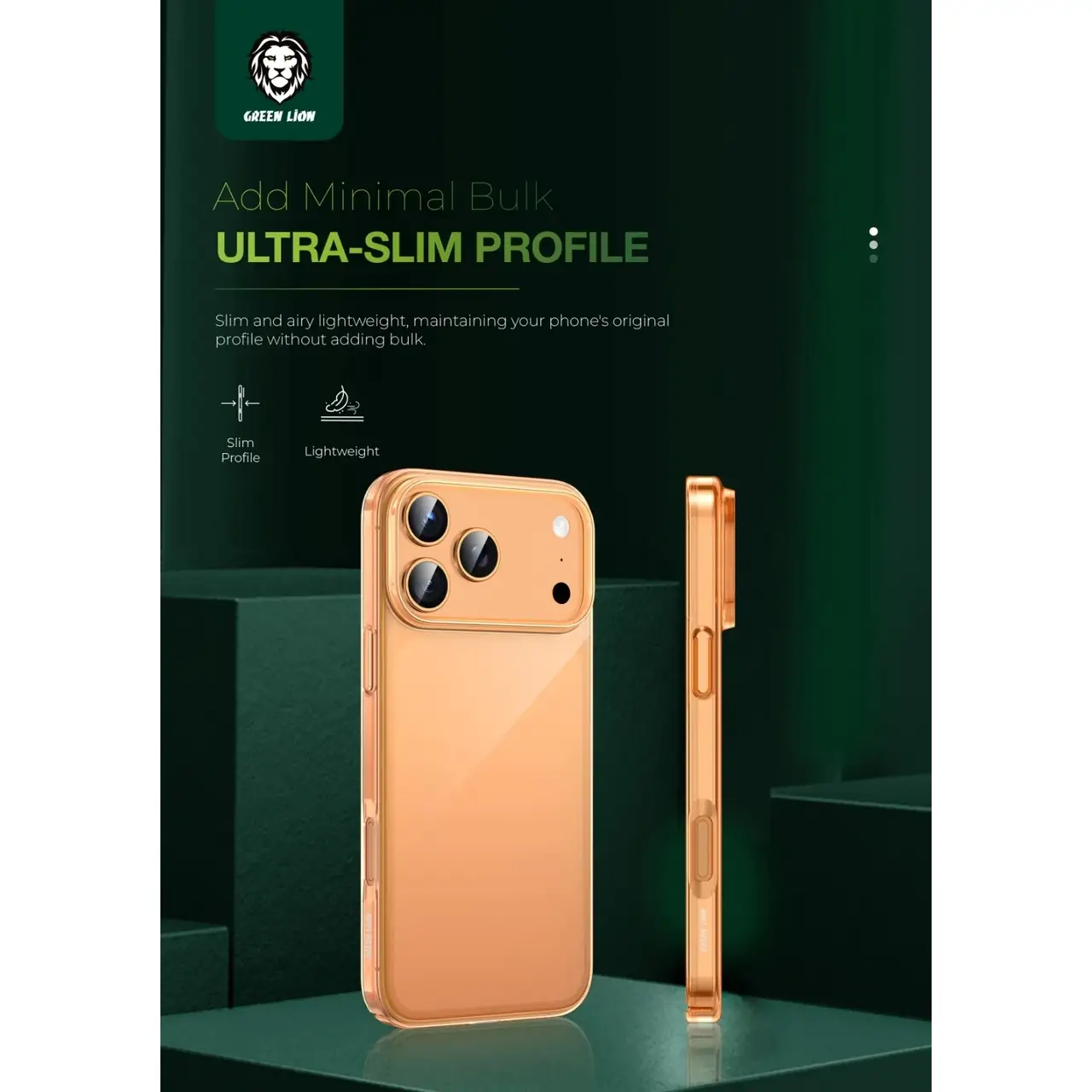 قاب شفاف Green Lion Delgado برای آیفون ۱۷ پرو (نارنجی)
