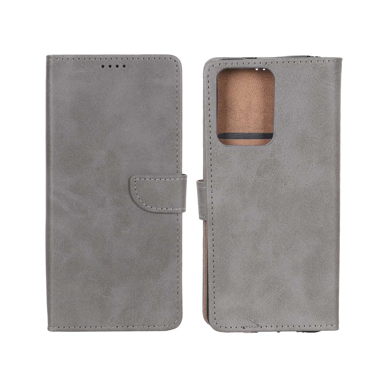 کیف چرمی کلاسیک مگنتی مناسب برای شیائومی ردمی نوت 12 فورجی (Xiaomi Redmi Note 12 4G) خاکستری