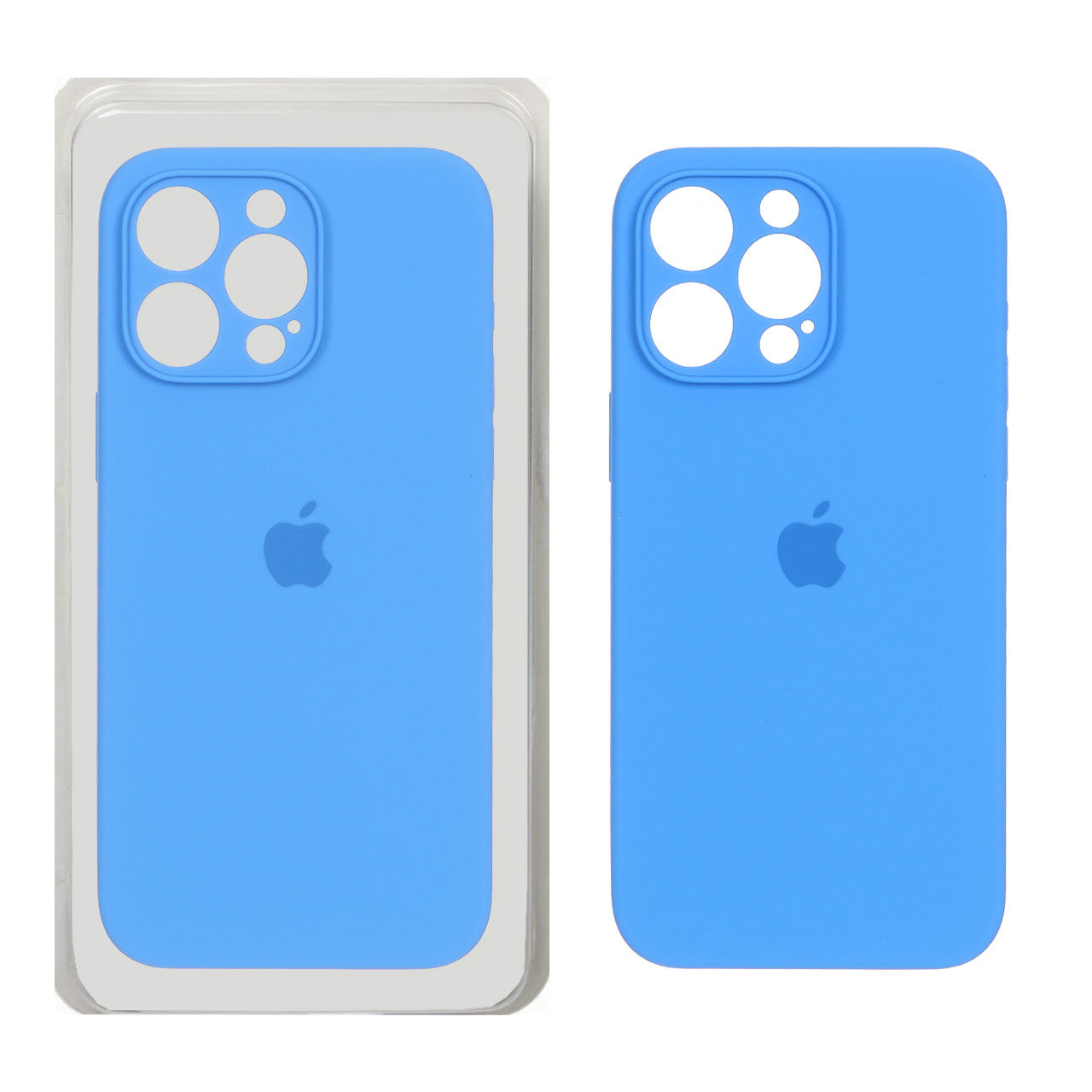 قاب سیلیکونی پاک کنی محافظ لنزدار اورجینال Apple iPhone 15 Pro Max - آبی