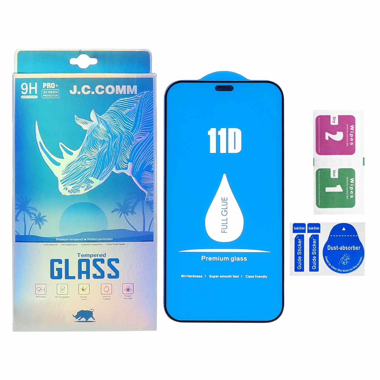 محافظ صفحه نمایش 11D فول کاور J.C.Comm مناسب برای آیفون 12 مینی - با حاشیه مشکی