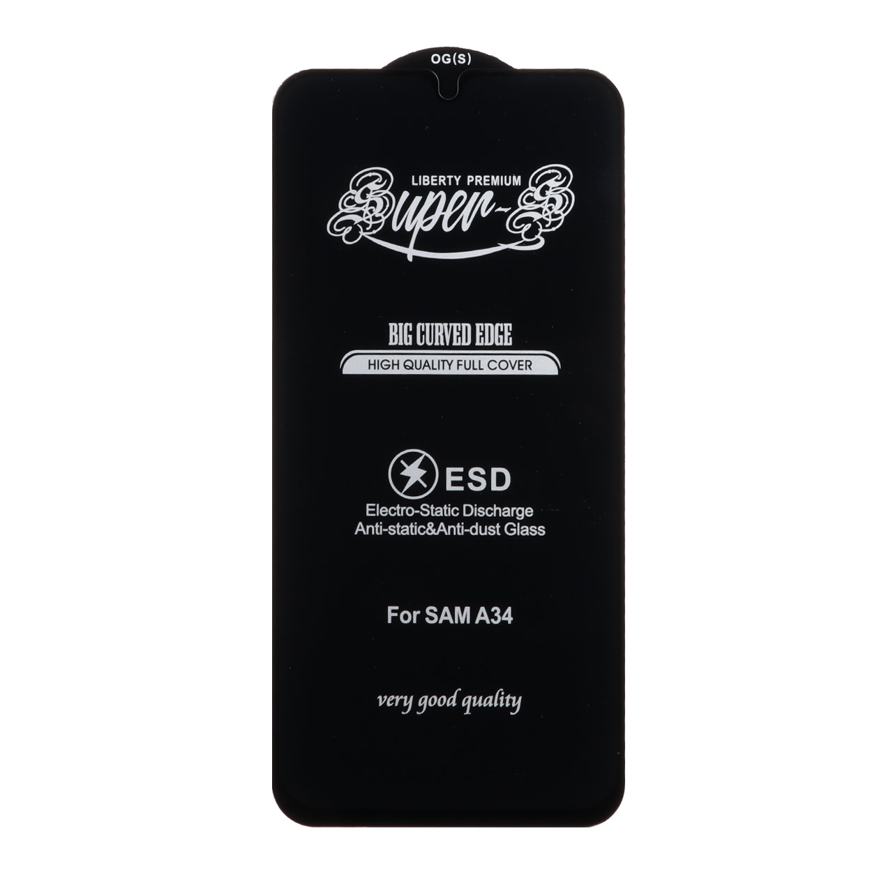 محافظ صفحه نمایش شیشه ای آنتی استاتیک فول کاور Super S-OG مناسب برای سامسونگ گلکسی A34 - مشکی