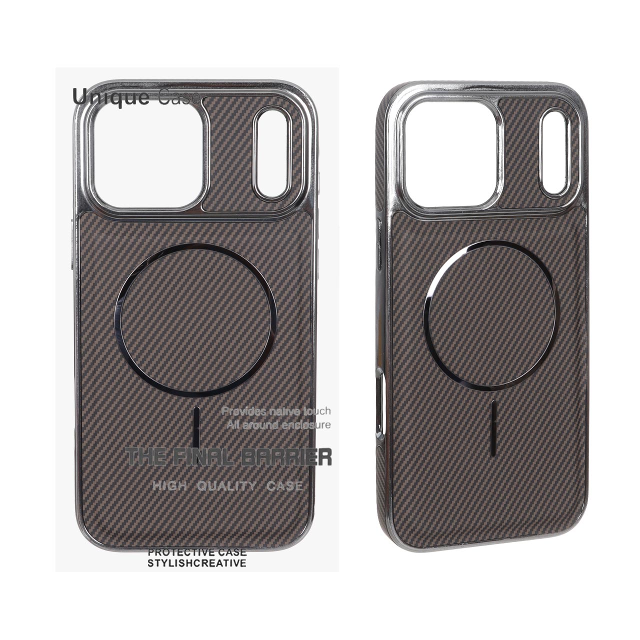 قاب اورجینال Unique Case طرح هاشور مگنتی فلزی Gunmetal مناسب برای آیفون 17 پرو مکس