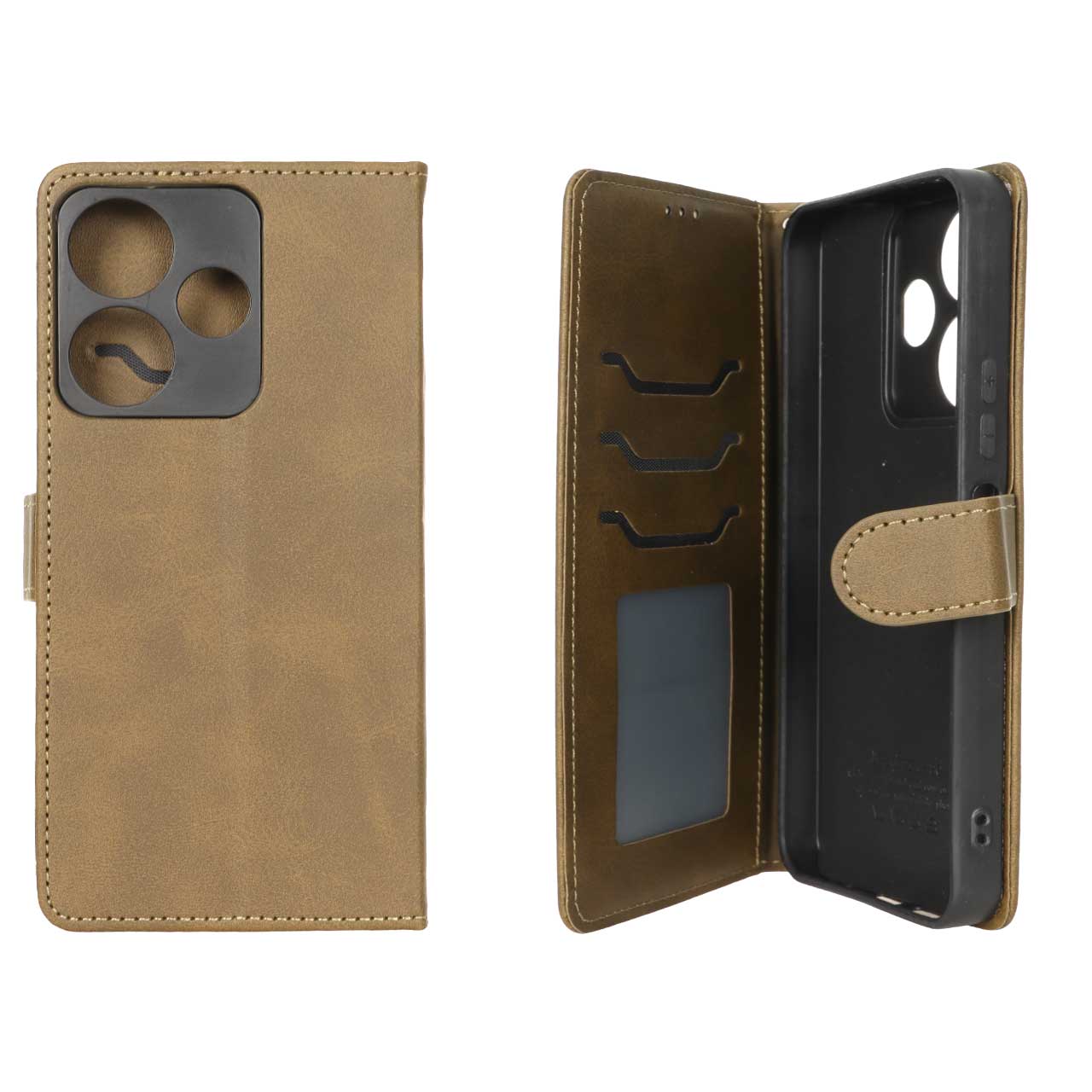 کیف موبایل مگنتی درجه یک داخل خز MNC Plus مدل Xiaomi Redmi 13X / Redmi 13 4G / Poco M6 4G - سبز زیتونی