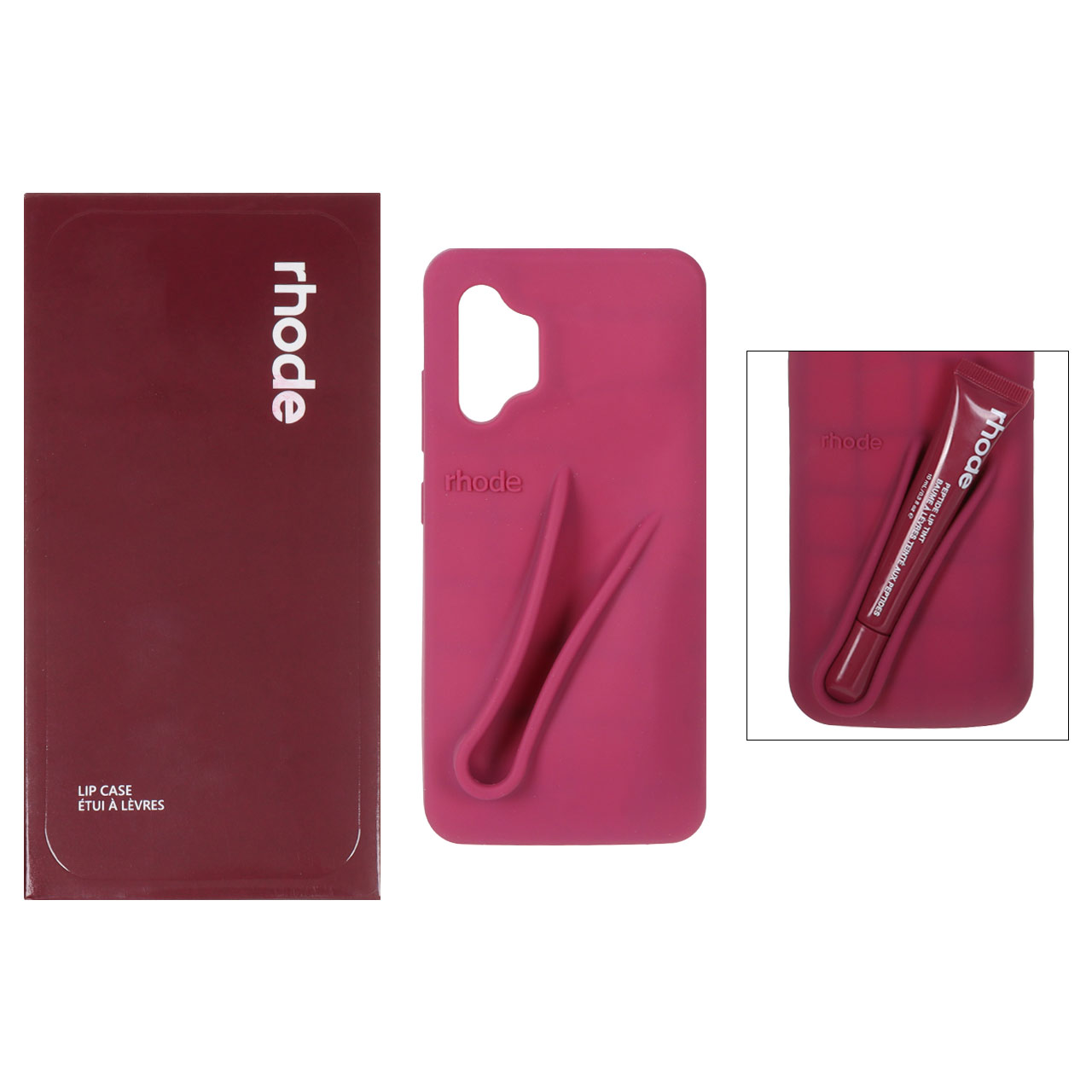 قاب سیلیکونی پاک کنی اورجینال rhode با ست لیپ گلاس Samsung Galaxy A32 4G - آلبالویی