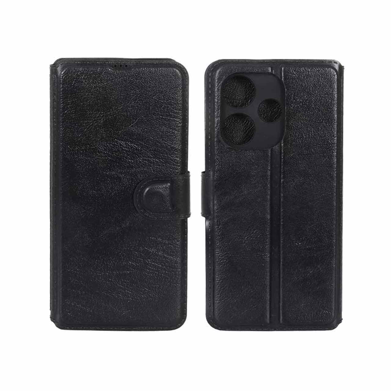 کیف چرمی مگنتی محافظ لنزدار مشکی مناسب برای شیائومی ردمی 13 ایکس، ردمی 13 4G و پوکو M6 4G