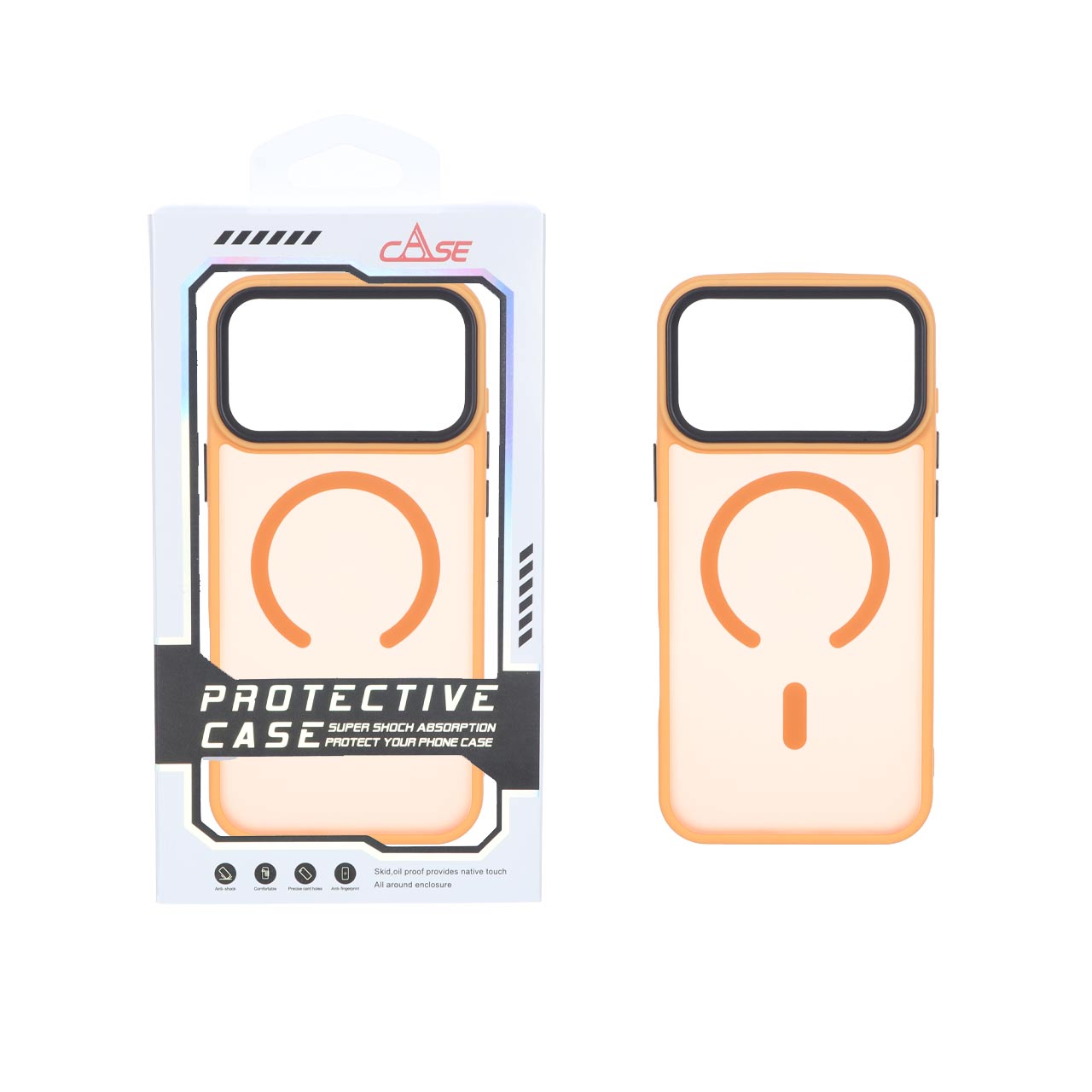 قاب اورجینال Protective Case مات MagSafe بلک لنز Apple iPhone 17 Pro / iPhone 18 Pro - نارنجی (پک دار)