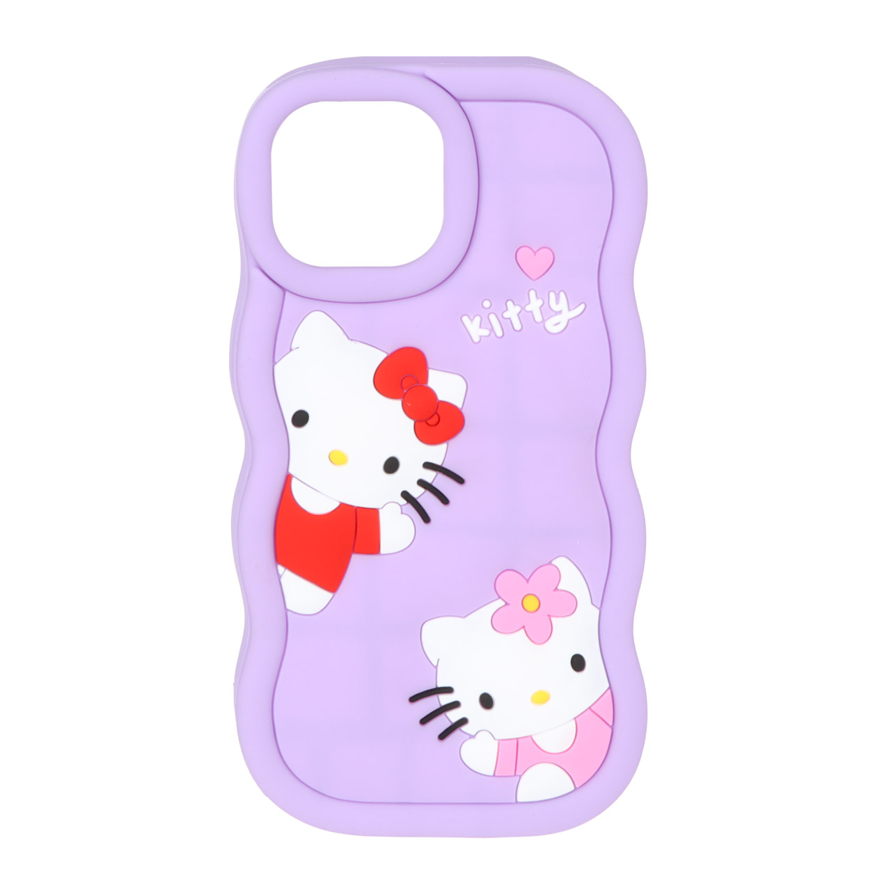 قاب سیلیکونی فانتزی طرح Hello Kitty مناسب برای آیفون 15، آیفون 14 و آیفون 13 - بنفش روشن