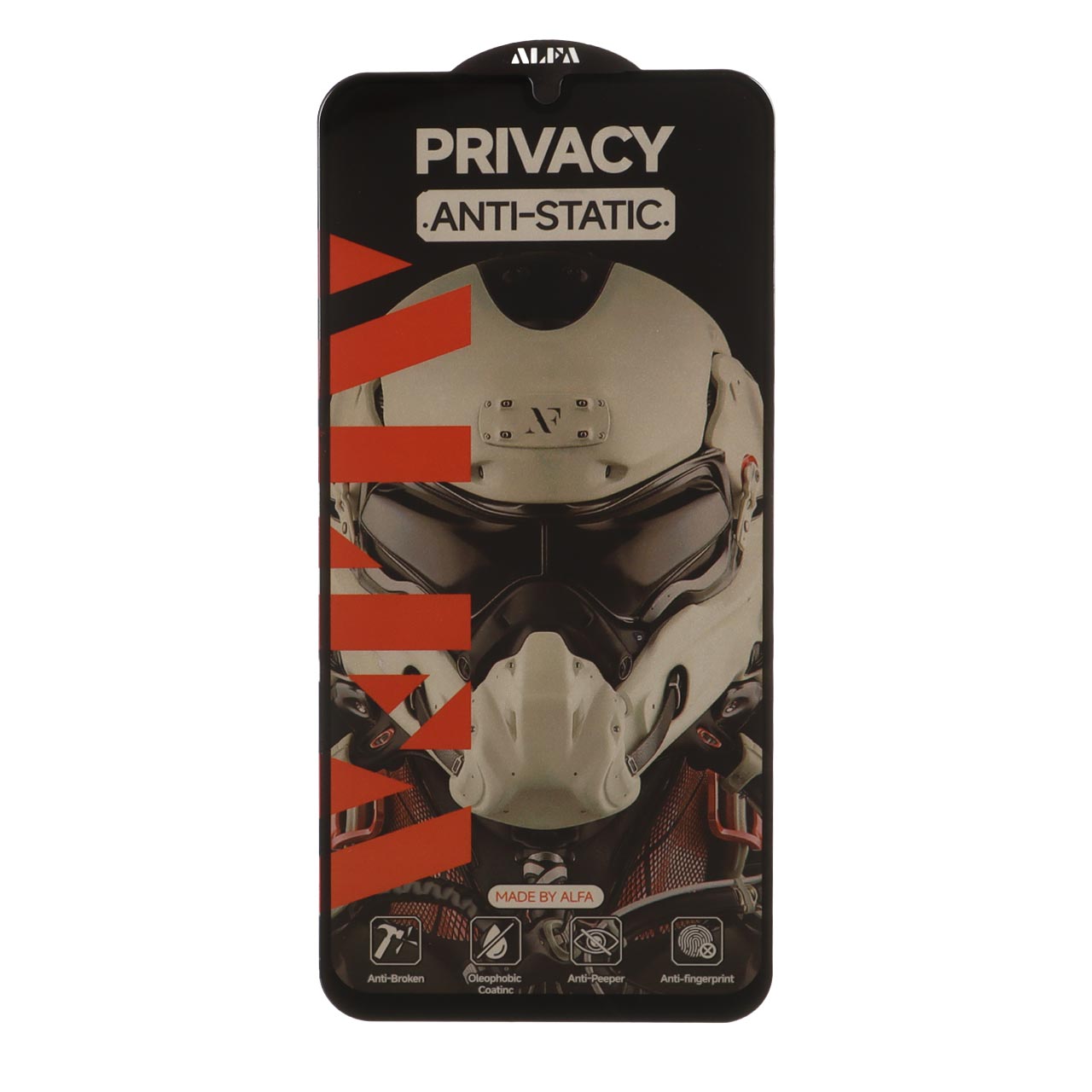 محافظ صفحه نمایش شیشه‌ای فول کاور آلفا مدل Anti Static Privacy مناسب برای سامسونگ گلکسی A20s