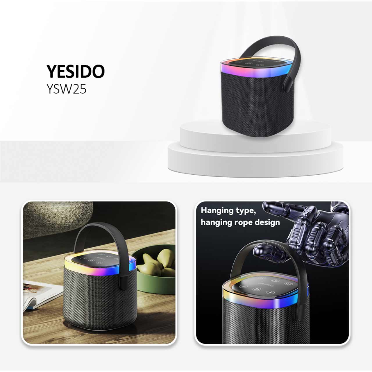 اسپیکر بلوتوثی Yesido YSW25 با توان 8 وات و نورپردازی RGB