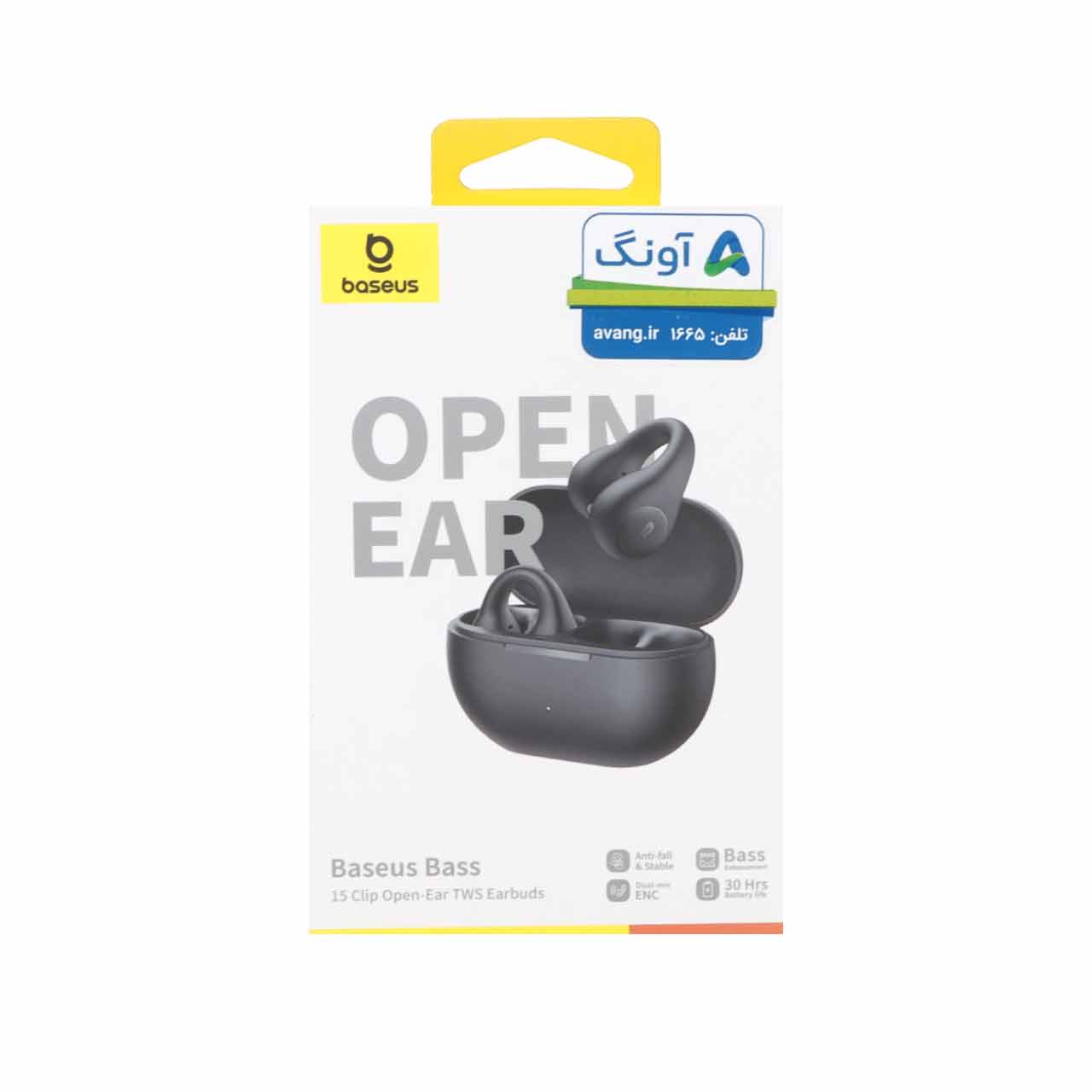 ایرفون بی سیم Baseus مدل Bass 15 Clip Open-Ear - مشکی