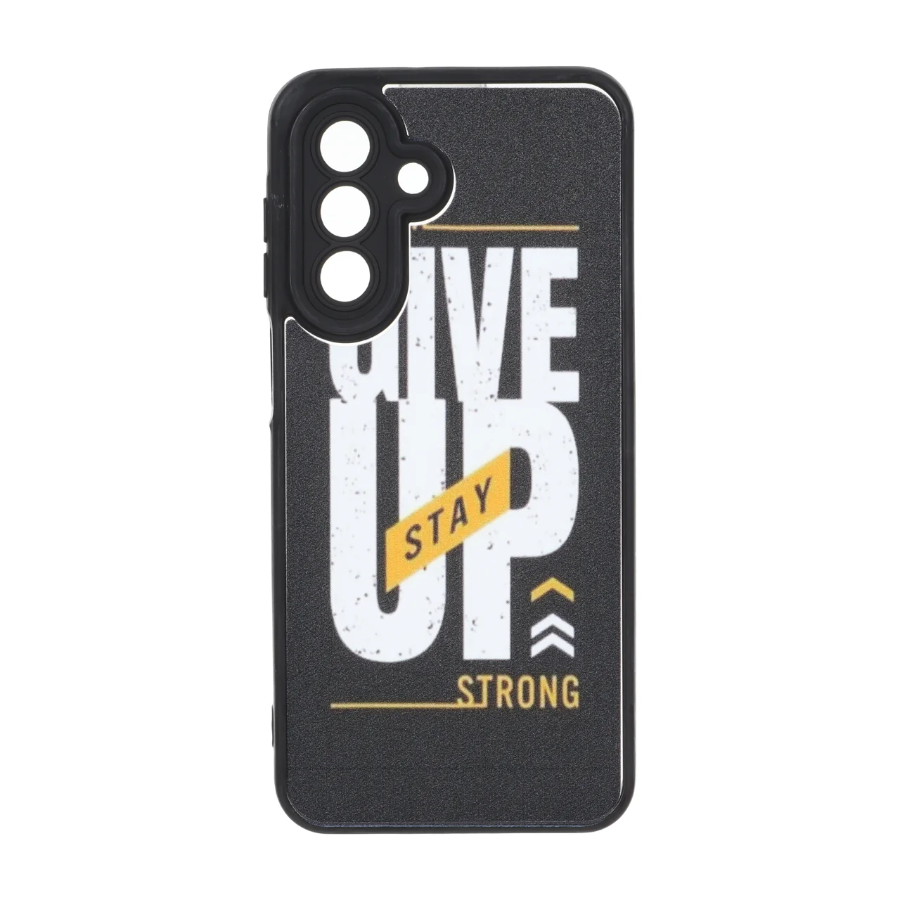 قاب طرح Sport با شعار GIVE UP STAY STRONG محافظ لنز برجسته مناسب برای سامسونگ گلکسی A17 و A26