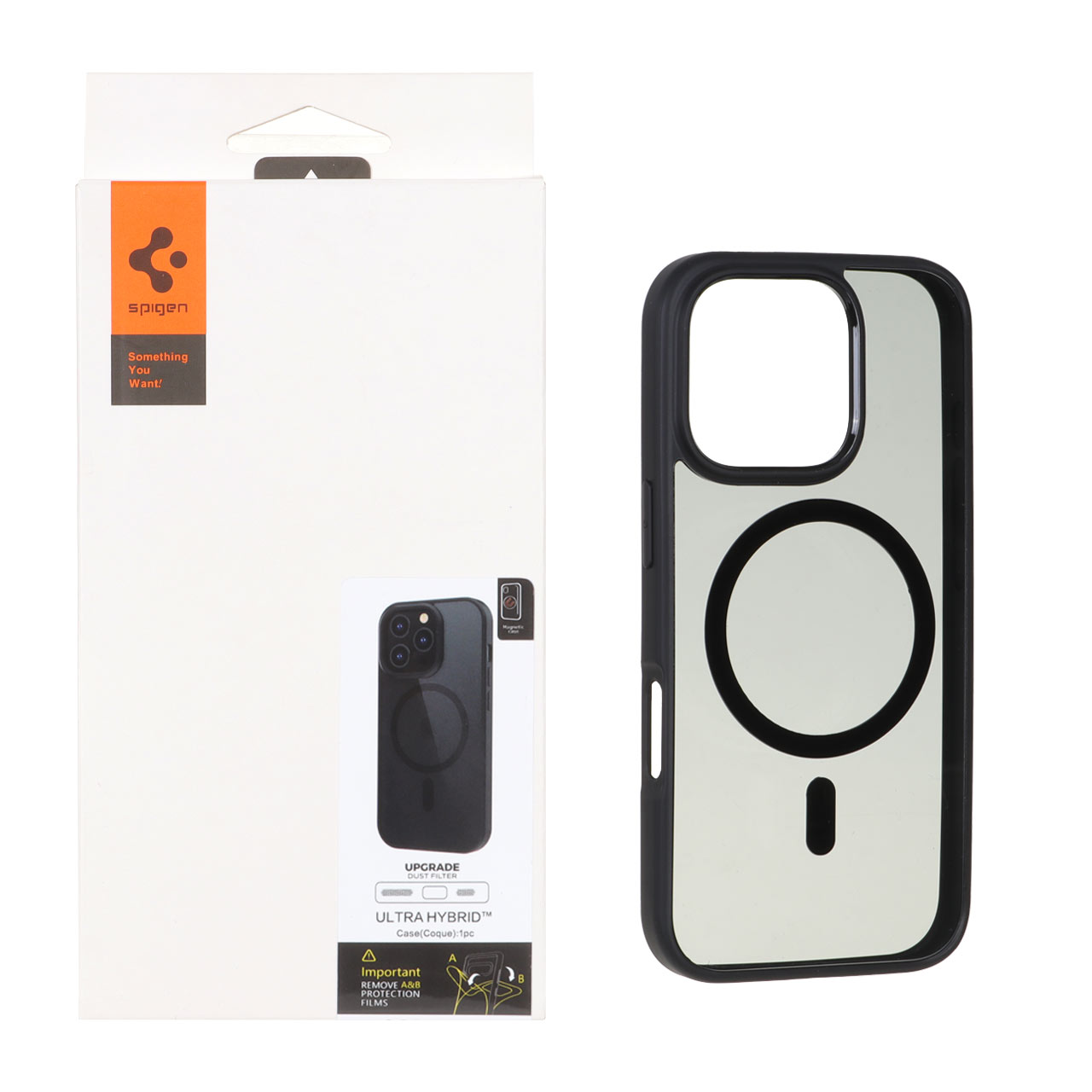 قاب مگ سیف Spigen Ultra Hybrid با توری اسپیکر فلزی مناسب برای آیفون ۱۶ پرو مشکی
