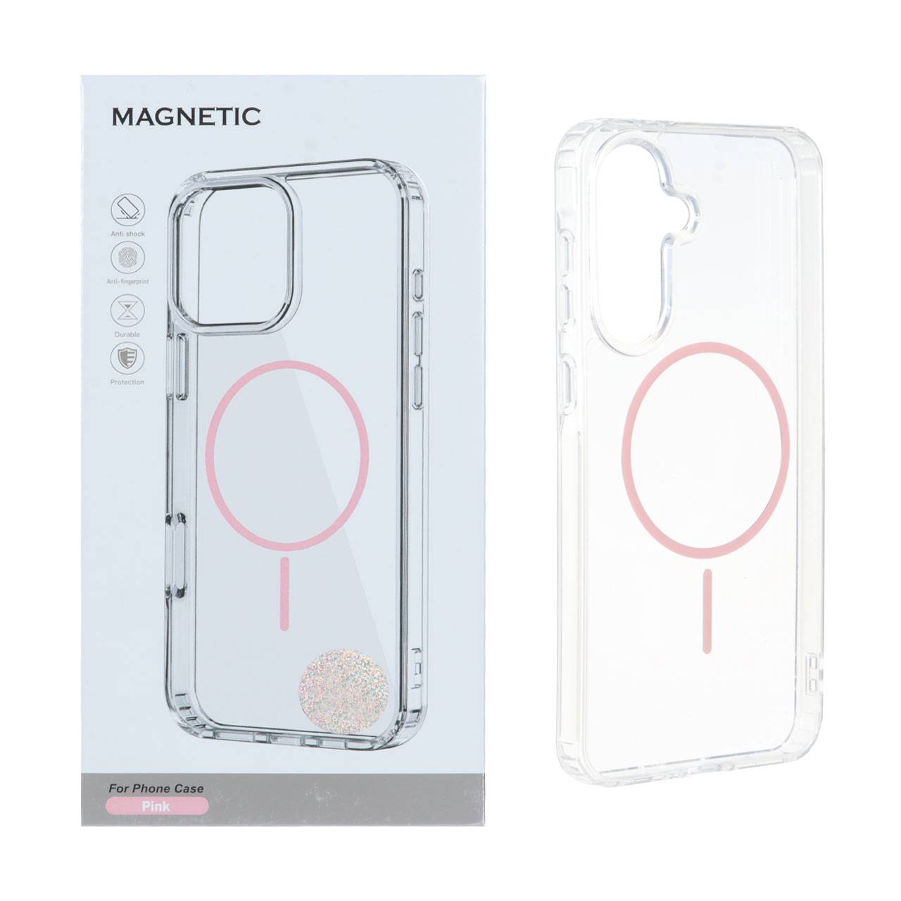 قاب اورجینال Magnetic دور ژله‌ای MagSafe مناسب برای سامسونگ گلکسی A37 صورتی