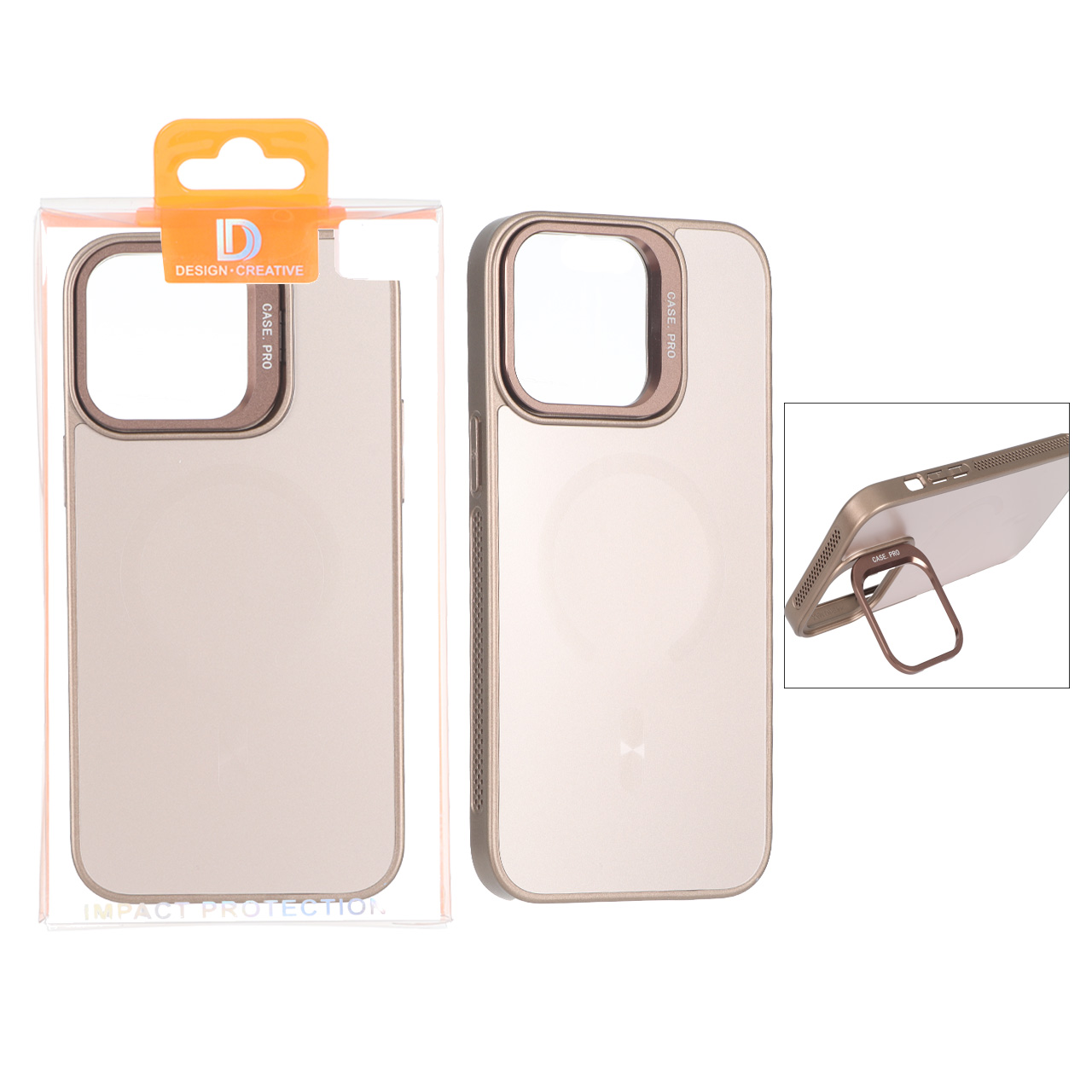 قاب اورجینال PVD Case Pro استندشو MagSafe مدل Apple iPhone 14 Pro Max - صحرایی (پک دار)