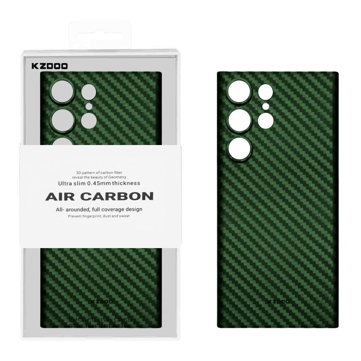 قاب Air Carbon KDoo محافظ لنزدار طرح فیبر کربن سبز مناسب برای سامسونگ گلکسی اس 23 اولترا