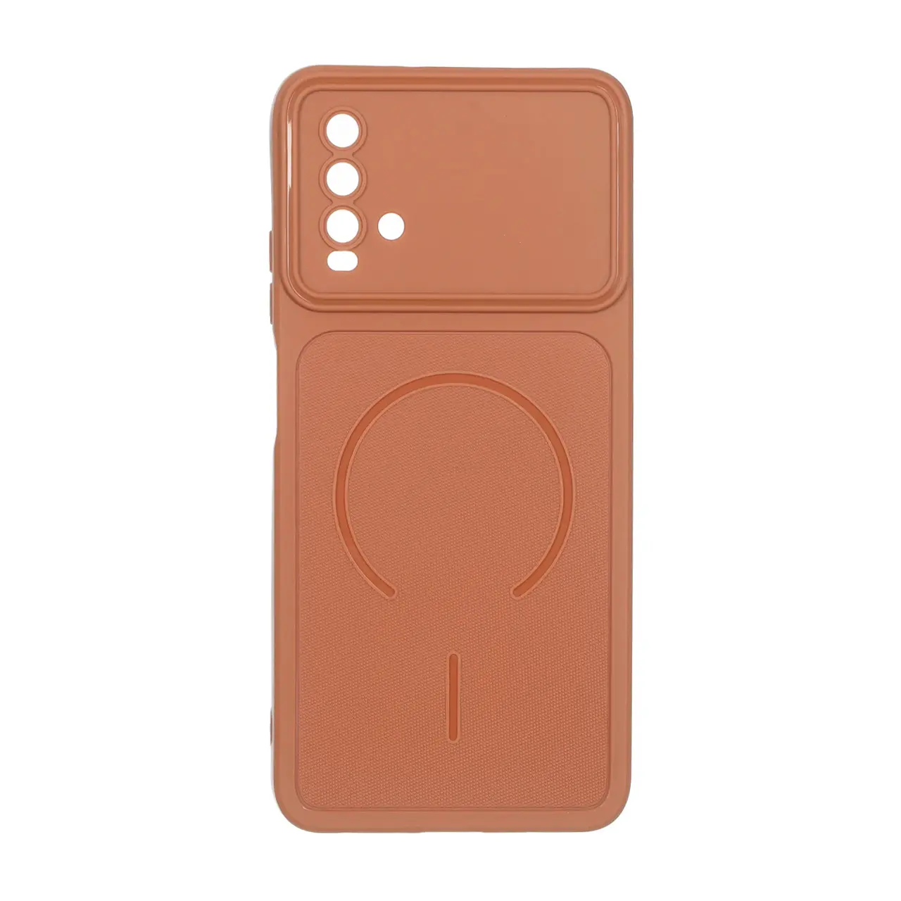 قاب سوزنی طرح مگ سیف دور لنز برجسته Xiaomi Redmi 9T 4G - قهوه ای