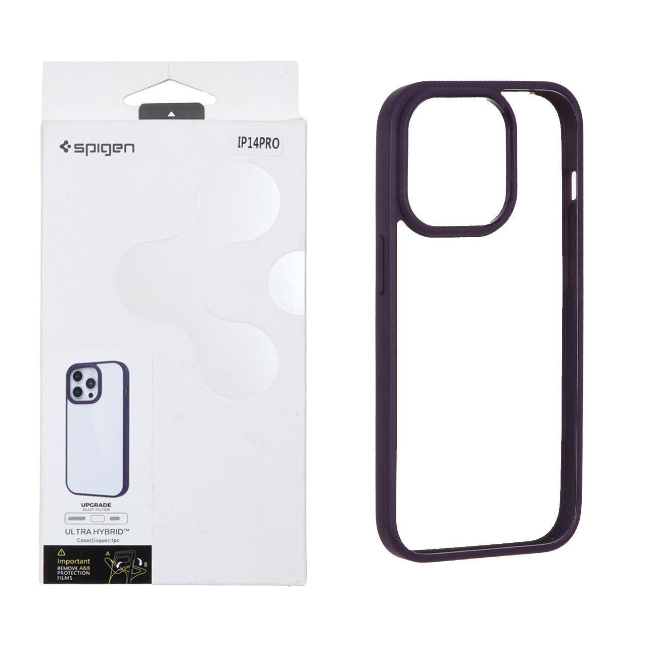 قاب Spigen مدل Ultra Hybrid با محافظ اسپیکر بنفش مناسب برای آیفون 14 پرو