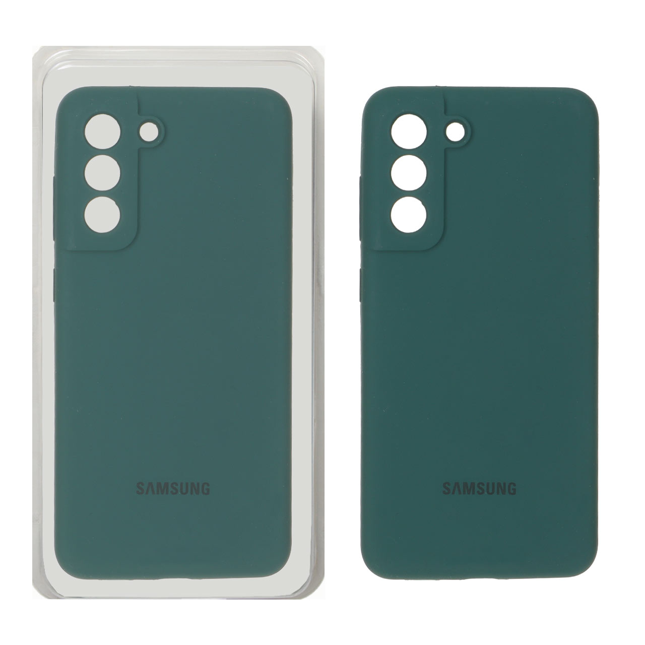 قاب سیلیکونی اورجینال محافظ لنزدار سبز تیره مناسب برای سامسونگ گلکسی اس ۲۱ اف ای