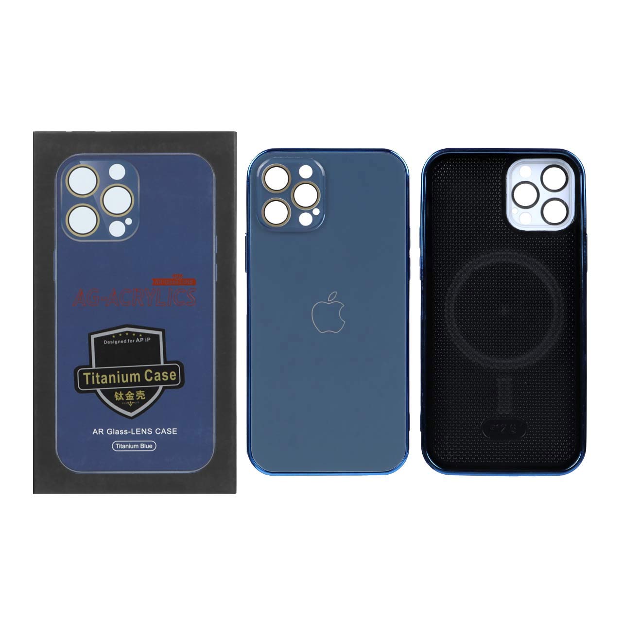 قاب AG ACRYLICS محافظ لنز گلس Magsafe مدل Apple iPhone 12 Pro - سرمه ای (پک دار)