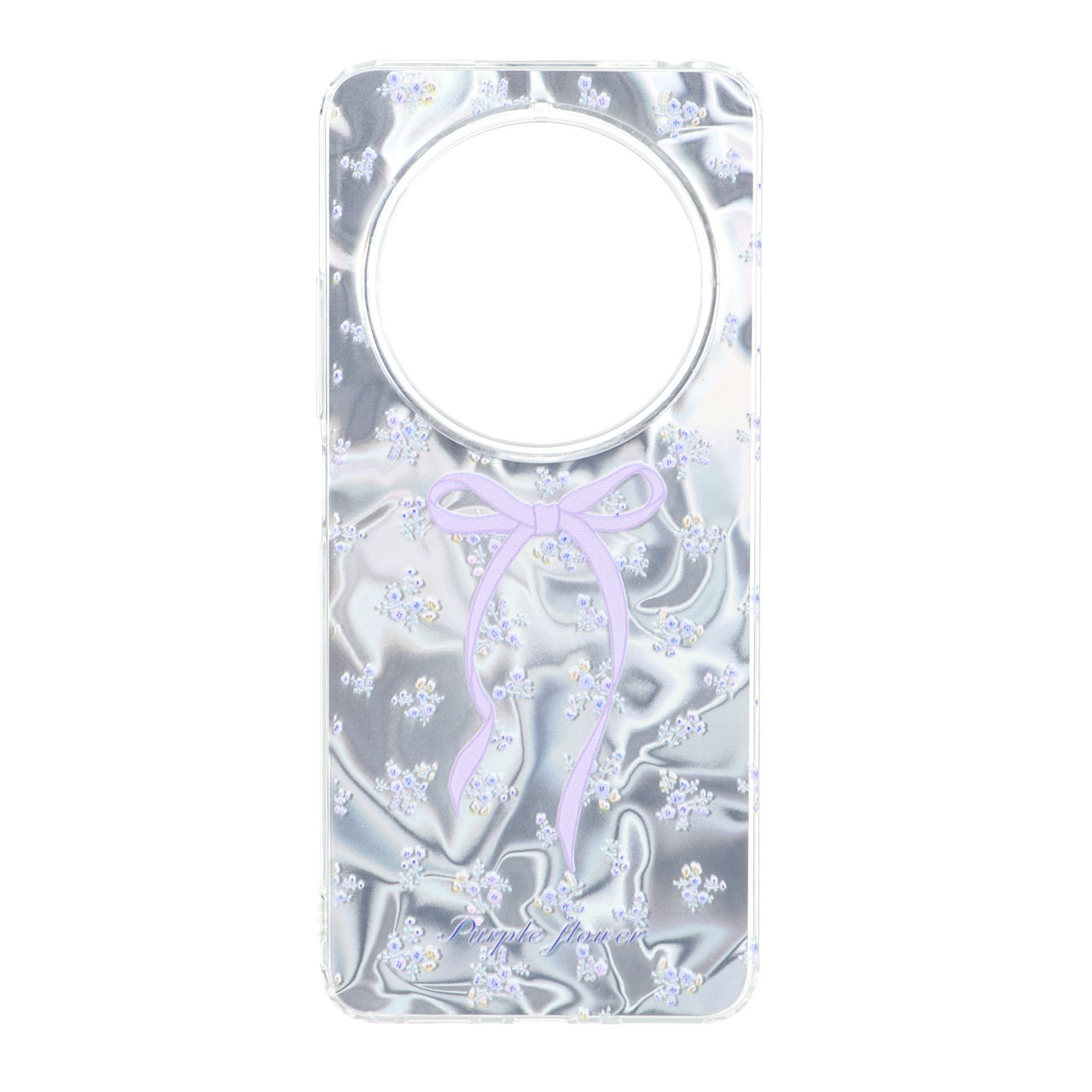قاب طرح ابر نقره‌ای و پاپیون دور ژله‌ای مناسب برای شیائومی ردمی 14C / ردمی A4 / پوکو C75